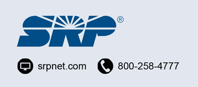 Image of contact section showing srpnet.com and phone number to contact SRP that is: 800-259-4777
