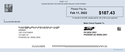Image of the bill stub section of a bill.