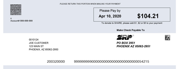 Image of the portion of the bill that shows amount due and due date.