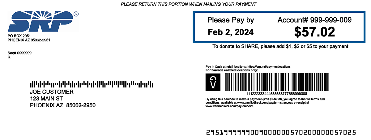 Image of the portion of the bill that shows amount due and due date.