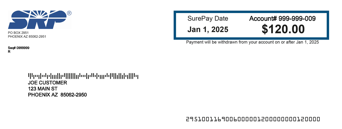 Image of the bill stub section of a bill.