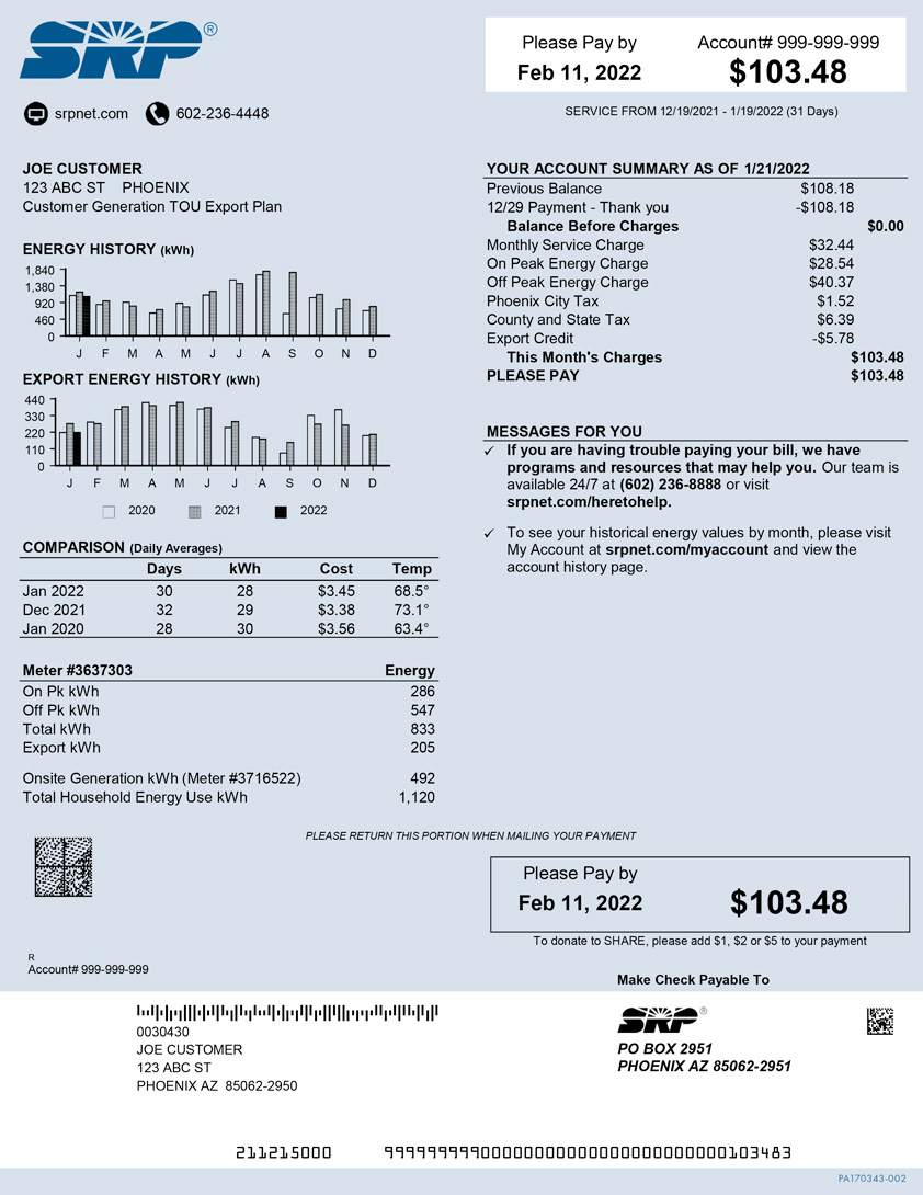 How to read your residential electric bill SRP (2022)