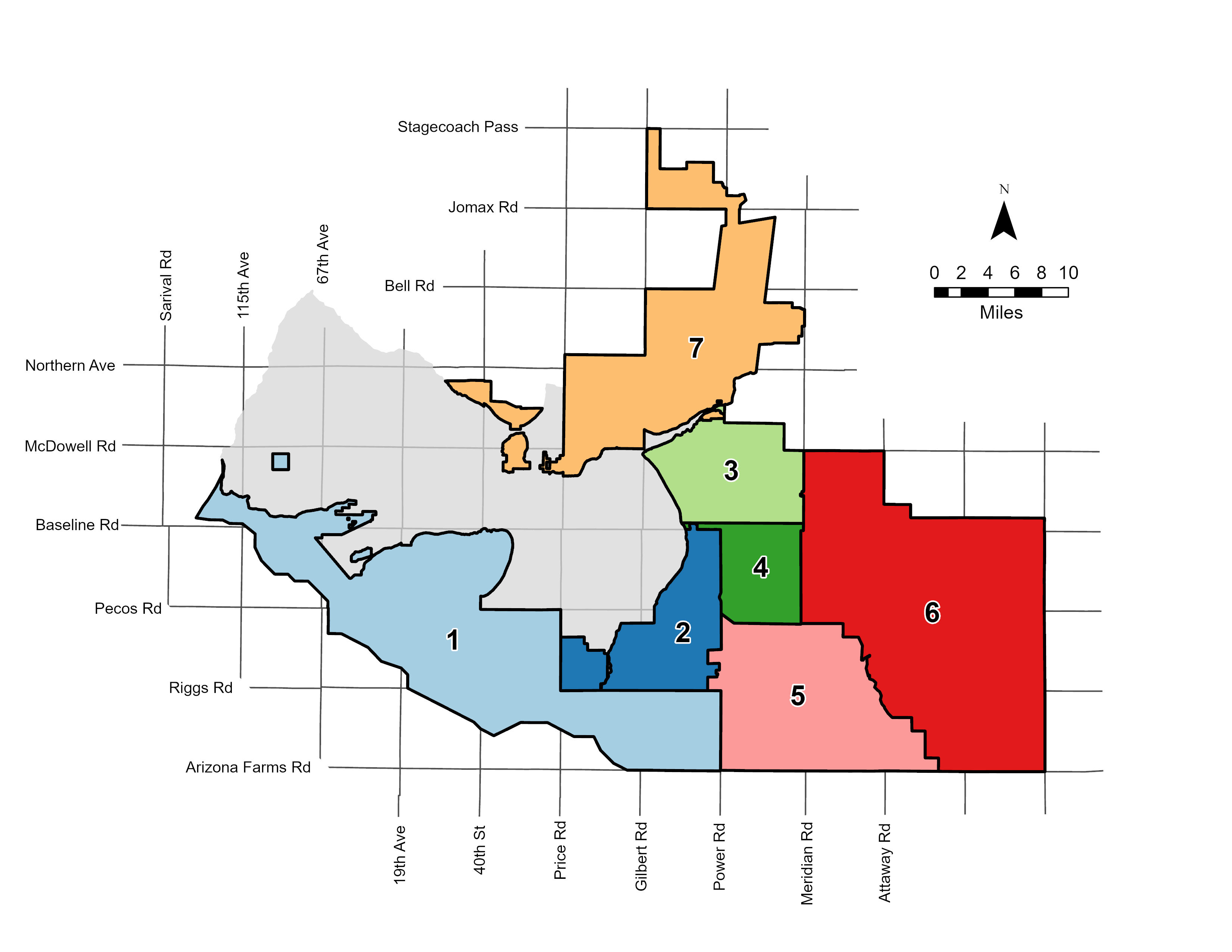 A map of the SRP Customer Utility Panel areas