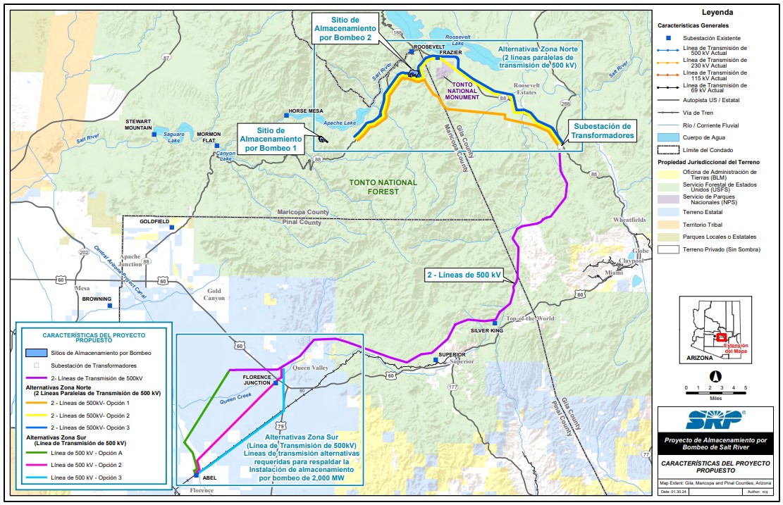 SRP Pumped Storage Project Area Map - Spanish