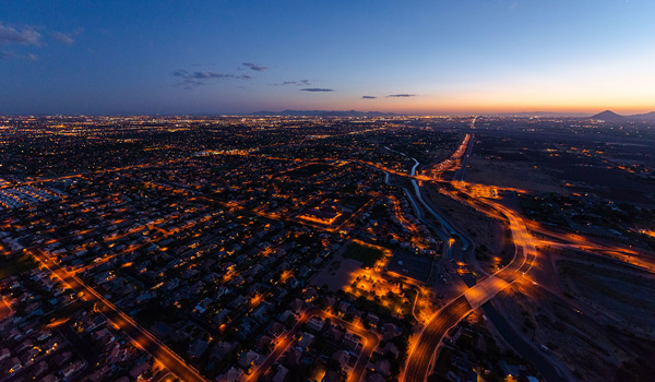 An image of SRP territory at night